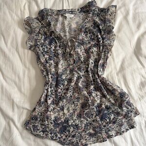 Floral Ruffle Sleeve Women's Top